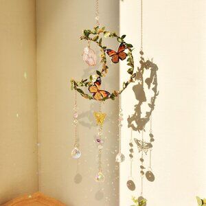 Butterflies, Crystals and Crescent Moon Sun Catcher